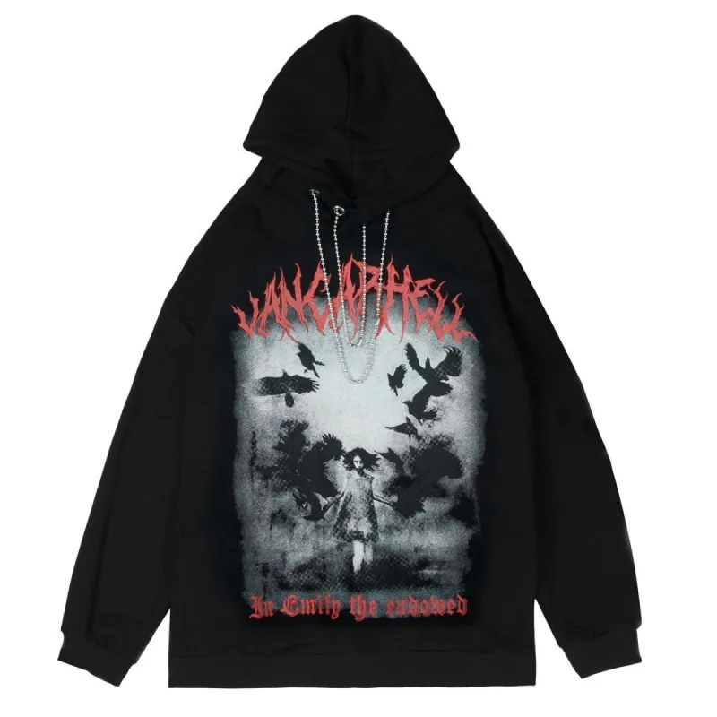 Dark Raven Girl Print Hoodies sold by Yugen Theory