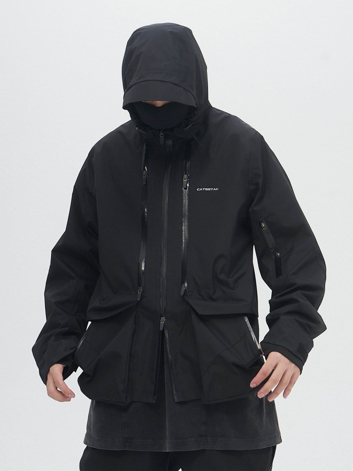 Multi Zip Up Waterproof Jacket sold by Yugen Theory