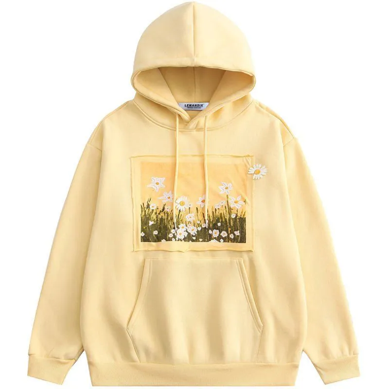 Plush Hoodie Daisy Patch sold by Yugen Theory