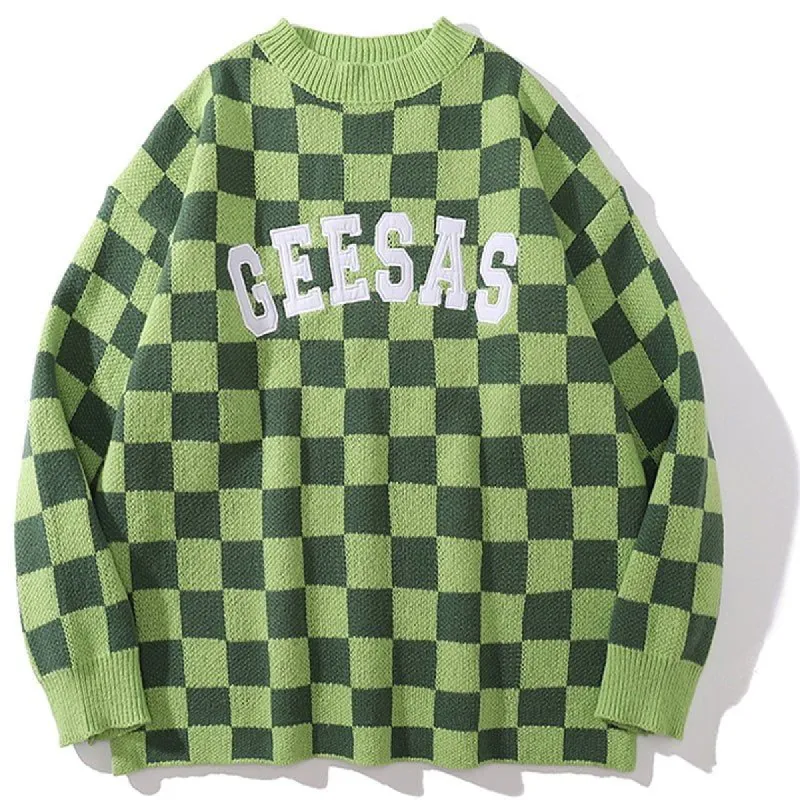 Crew Neck Sweater Checkerboard sold by Yugen Theory