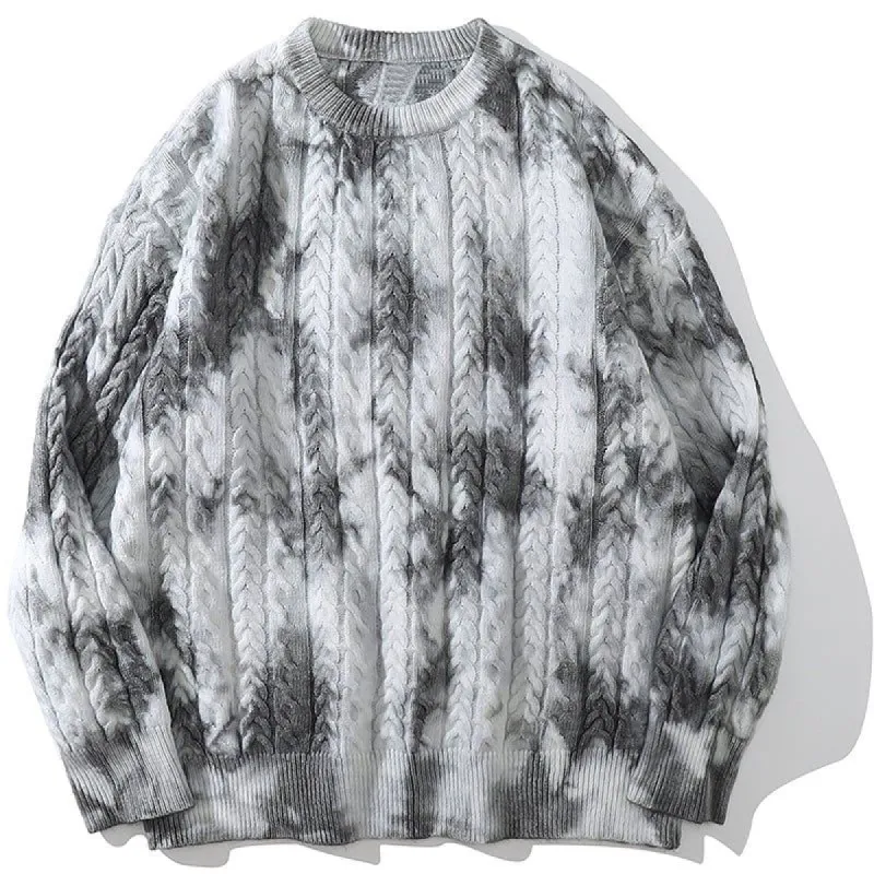 Cable Knitted Sweater Tie Dye sold by Yugen Theory