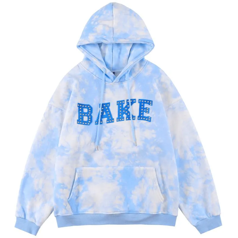 Tie Dye Fleece Hoodie Flocked Letter sold by Yugen Theory