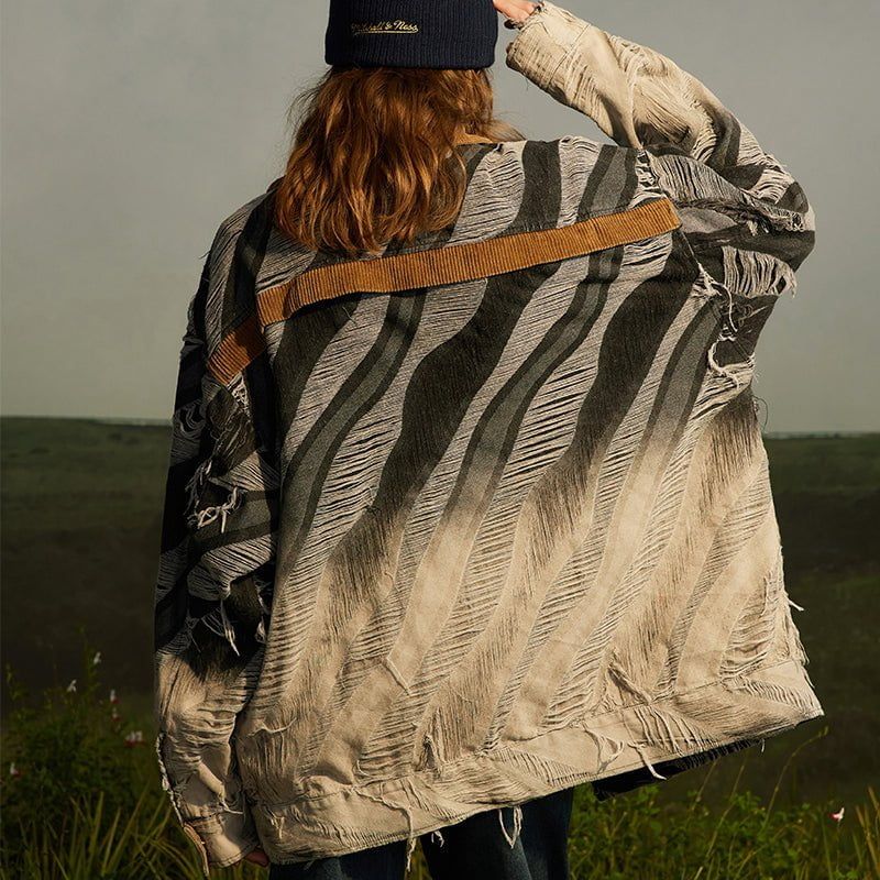 Distressed Denim Jacket Gradient Color sold by Yugen Theory product image thumbnail 3