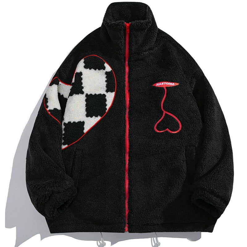 Fleece Winter Coat Checkerboard Heart sold by Yugen Theory product image thumbnail 2