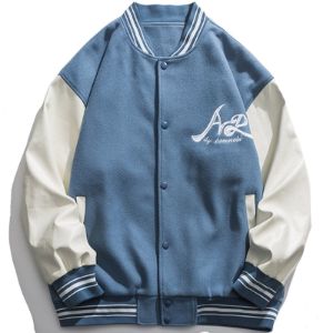Letter Embroidery Varsity Jacket sold by Yugen Theory