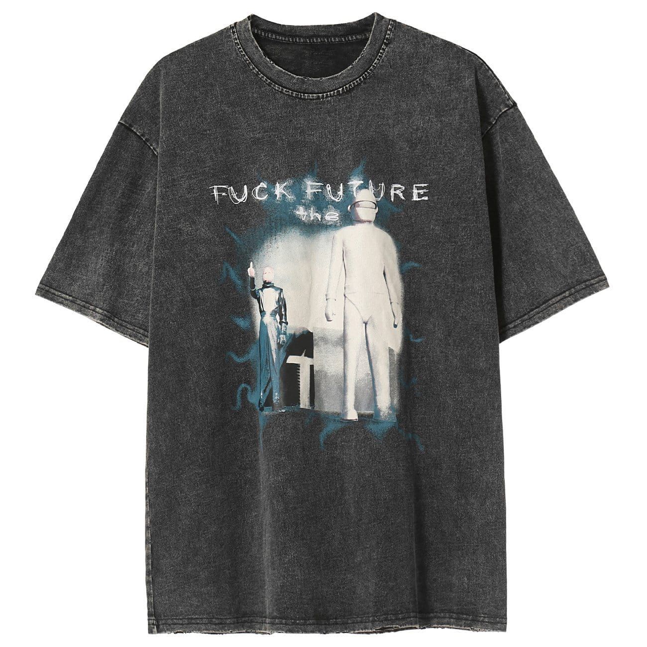 Robot Print Washed T-Shirt sold by Yugen Theory