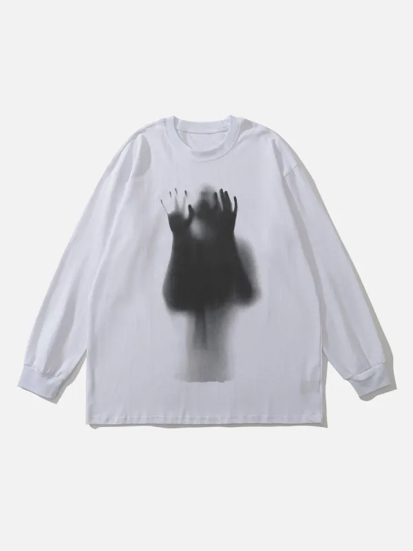 Black Silhouettes Print Sweatshirt sold by Yugen Theory