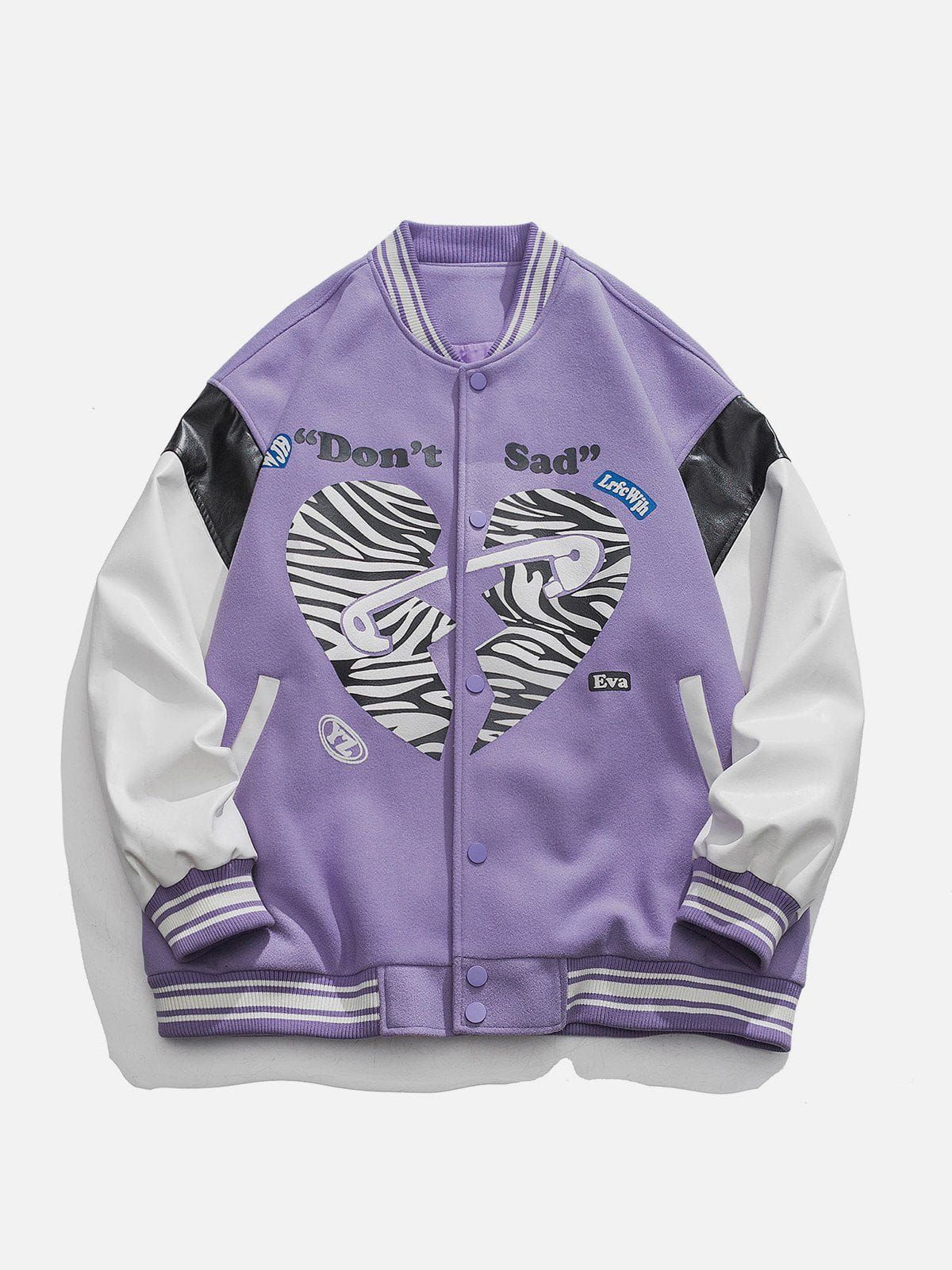 Zebra Pattern Broken Heart Varsity Jacket sold by Yugen Theory product image thumbnail 5