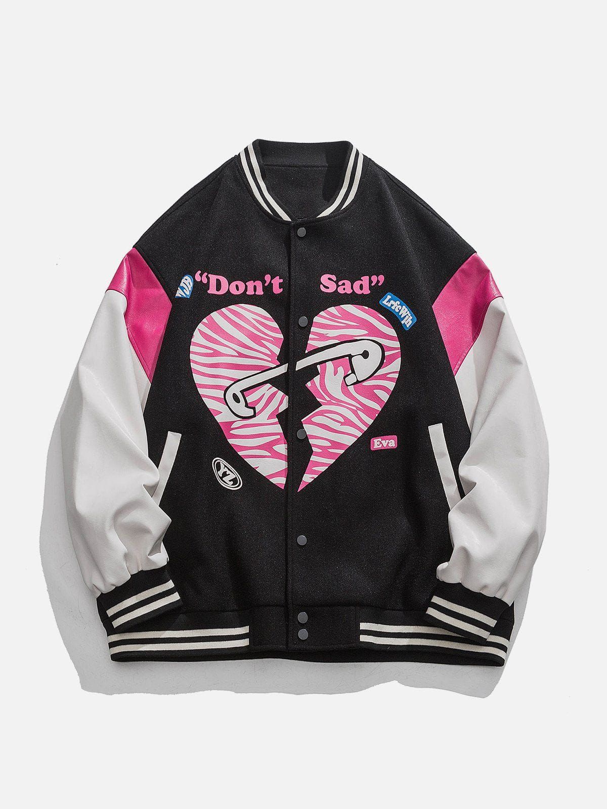 Zebra Pattern Broken Heart Varsity Jacket sold by Yugen Theory product image thumbnail 3