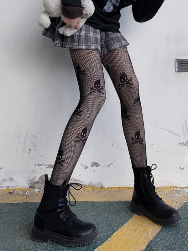 Skull Spider Web Hollow Socks sold by Yugen Theory