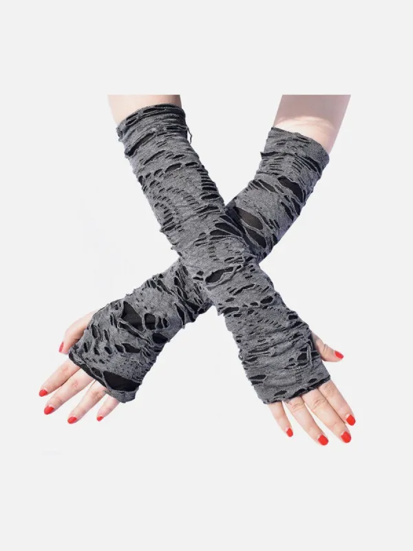 Punk Fingerless Ripped Hole Gloves sold by Yugen Theory