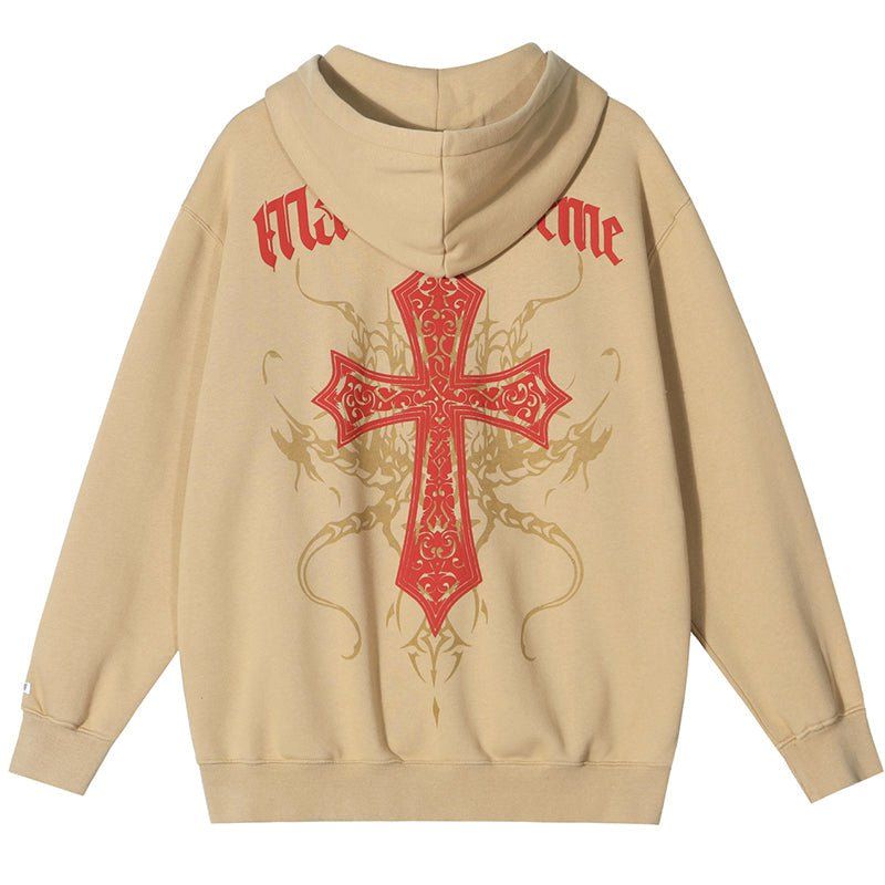 Fleece Zip Hoodie Cross sold by Yugen Theory