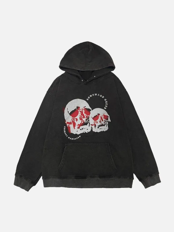 Washed Skull Cross Hoodie sold by Yugen Theory