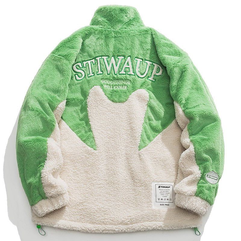 Plush Winter Coat Color Block Patchwork sold by Yugen Theory product image thumbnail 3