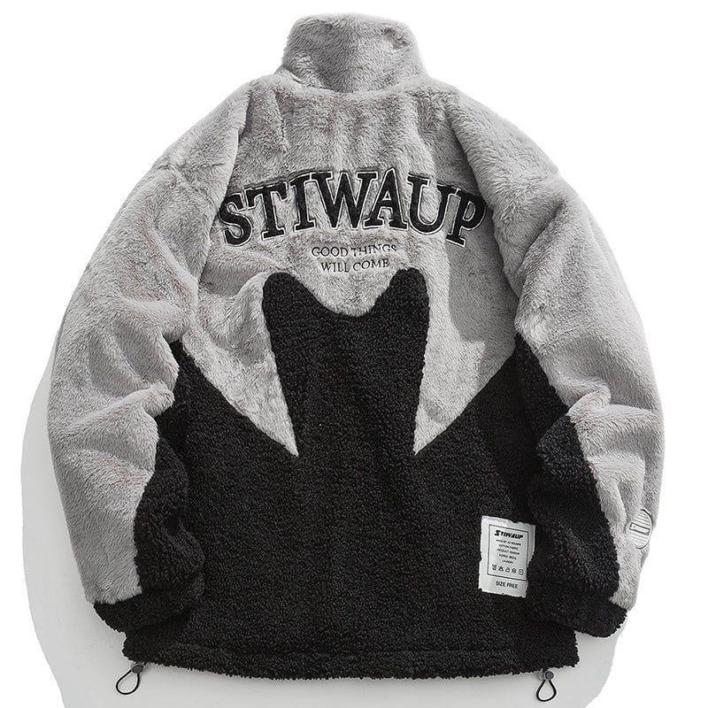 Plush Winter Coat Color Block Patchwork sold by Yugen Theory product image thumbnail 4