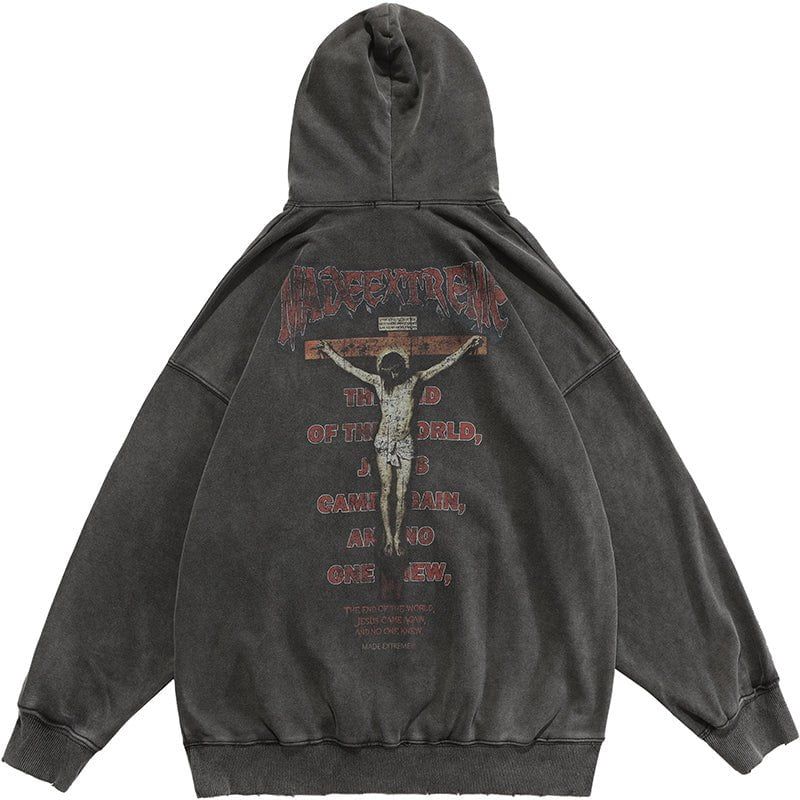 Distressed Punk Hoodie Jesus sold by Yugen Theory