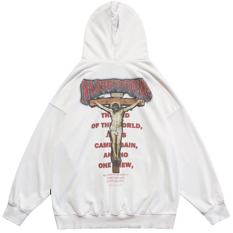 Distressed Punk Hoodie Jesus sold by Yugen Theory product image thumbnail 3
