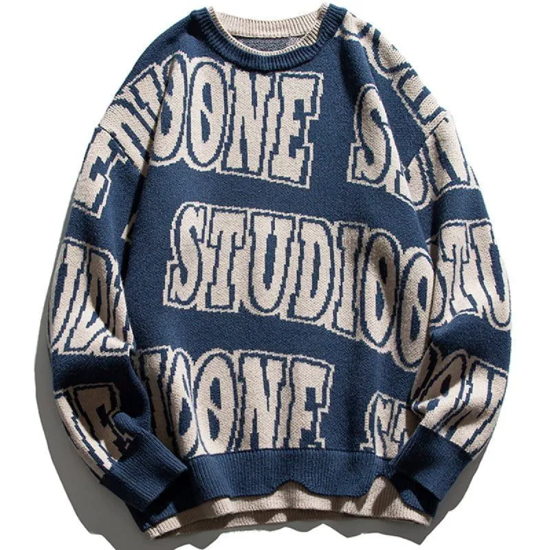 Layered Sweater Full Letters Pattern sold by Yugen Theory