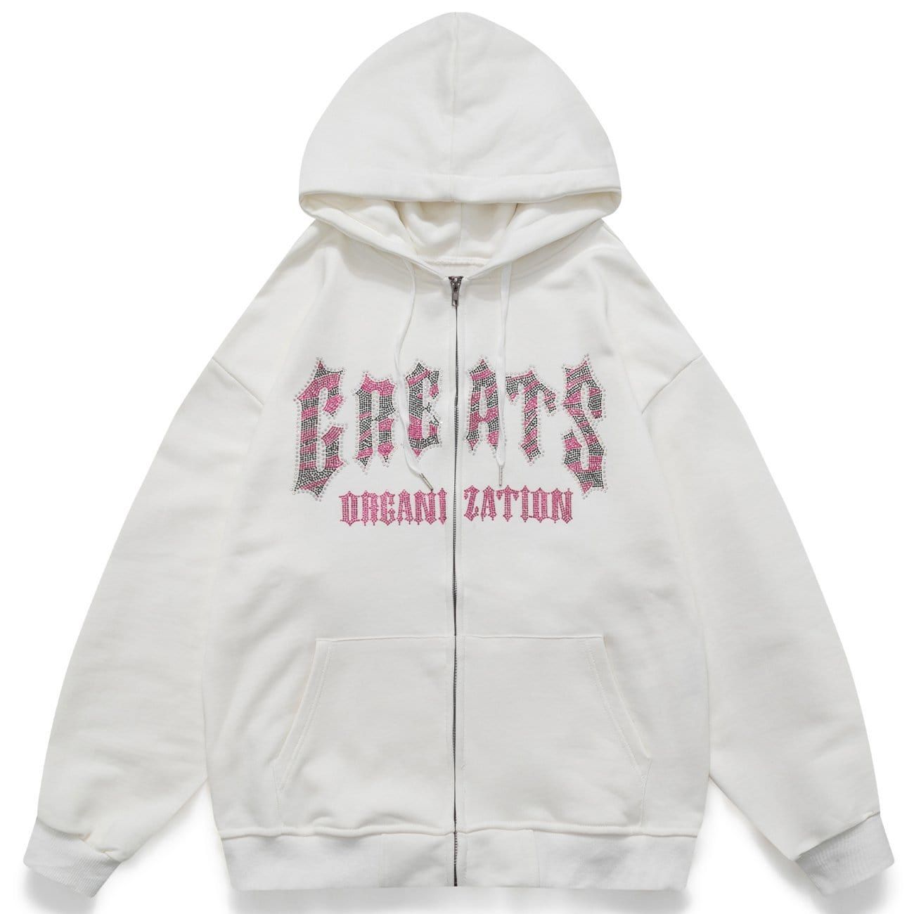 Cross Drill Fleece Zip Up Hoodie sold by Yugen Theory