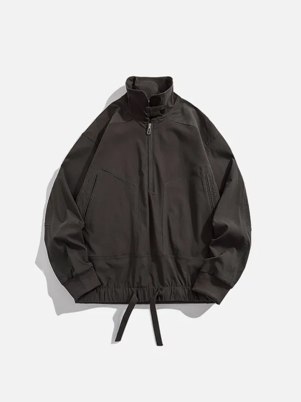 Half Zipper Drawstring Sweatshirt sold by Yugen Theory