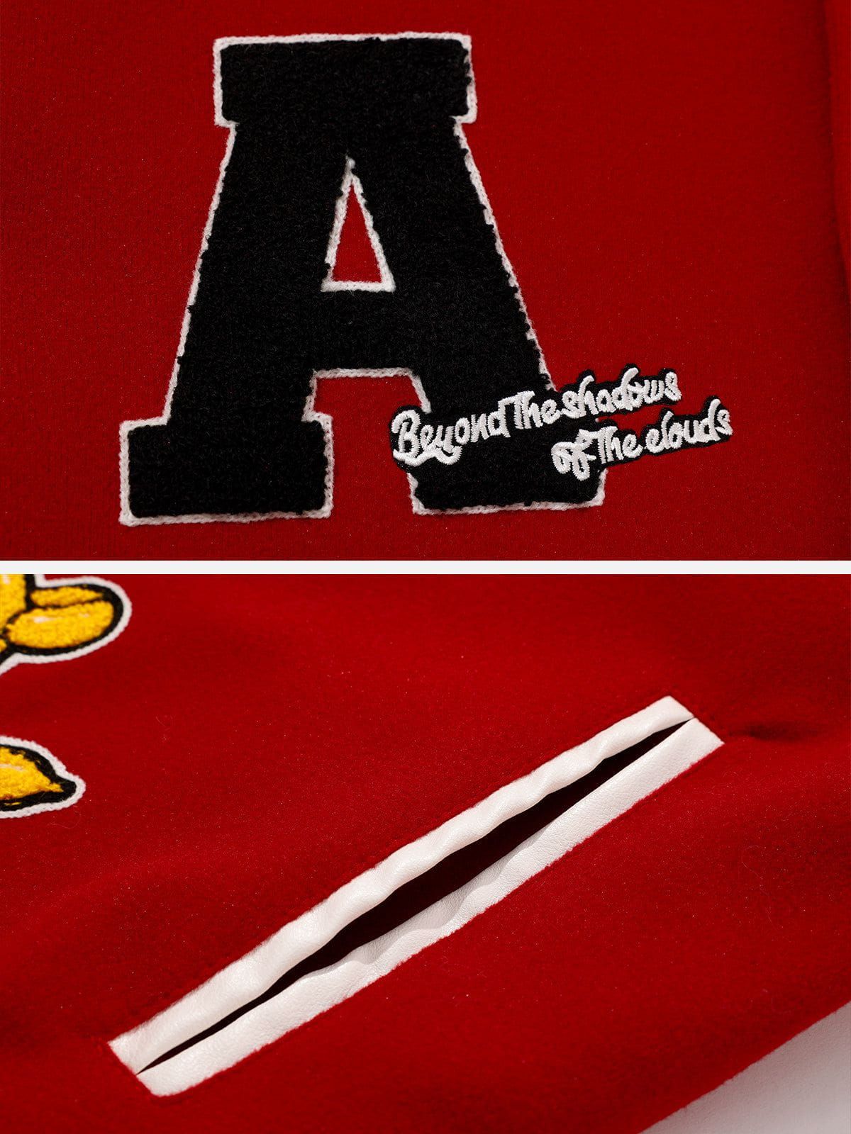 Letter Love Flocking Varsity Jacket sold by Yugen Theory product image thumbnail 5