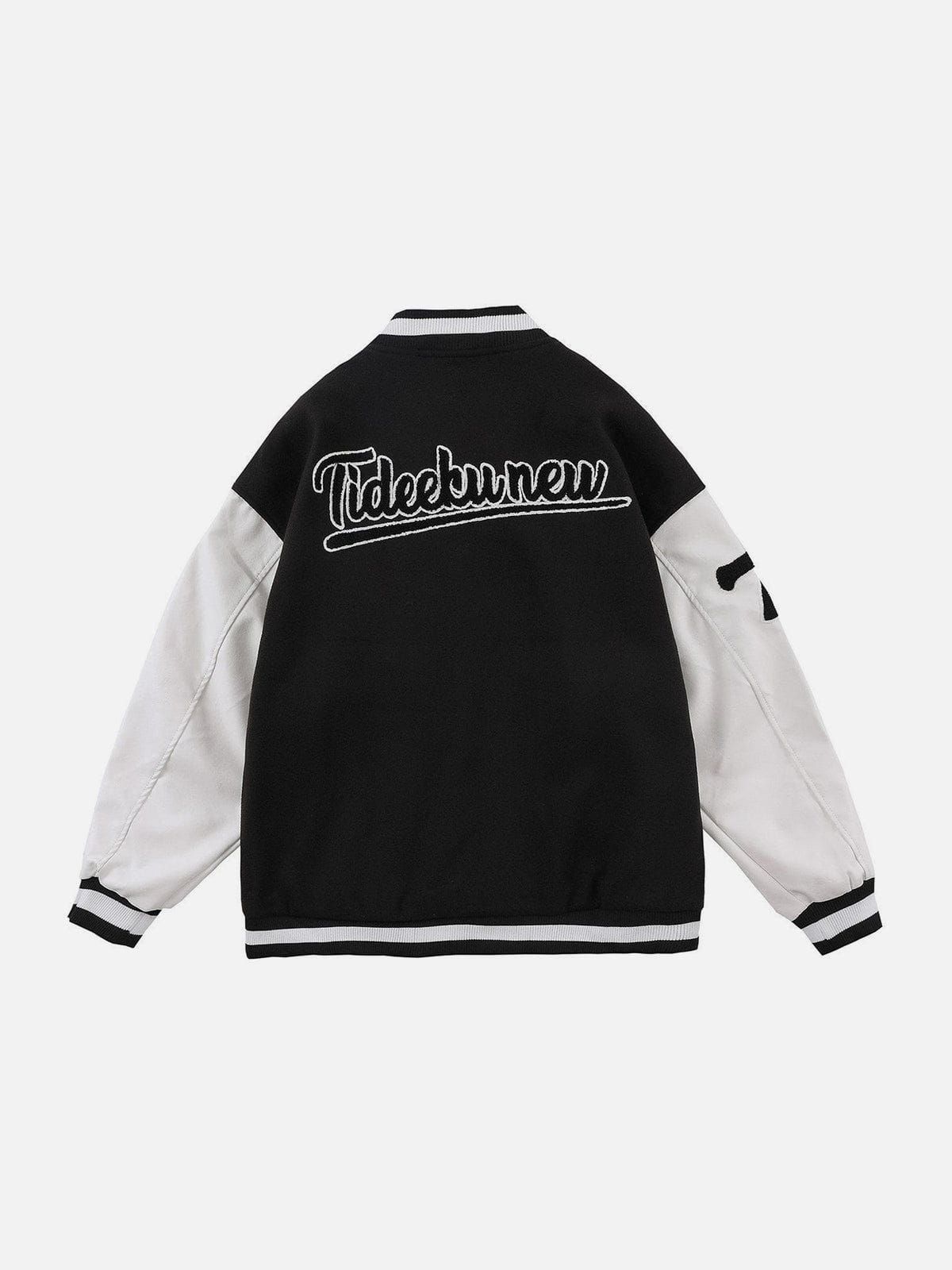 Letter Love Flocking Varsity Jacket sold by Yugen Theory product image thumbnail 4