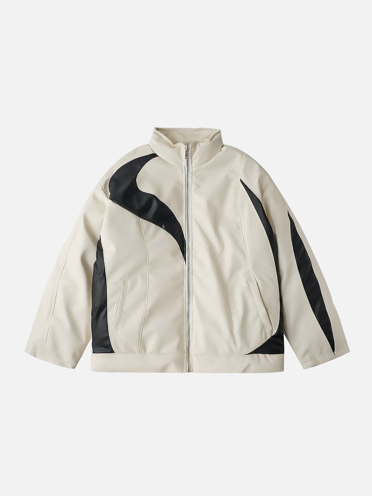 Line Patchwork PU Winter Coat sold by Yugen Theory product image thumbnail 2