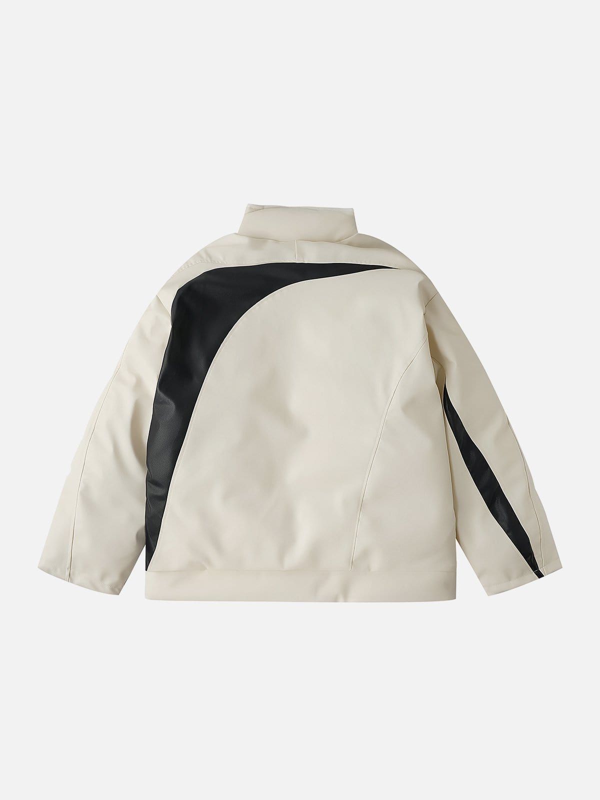 Line Patchwork PU Winter Coat sold by Yugen Theory product image thumbnail 3