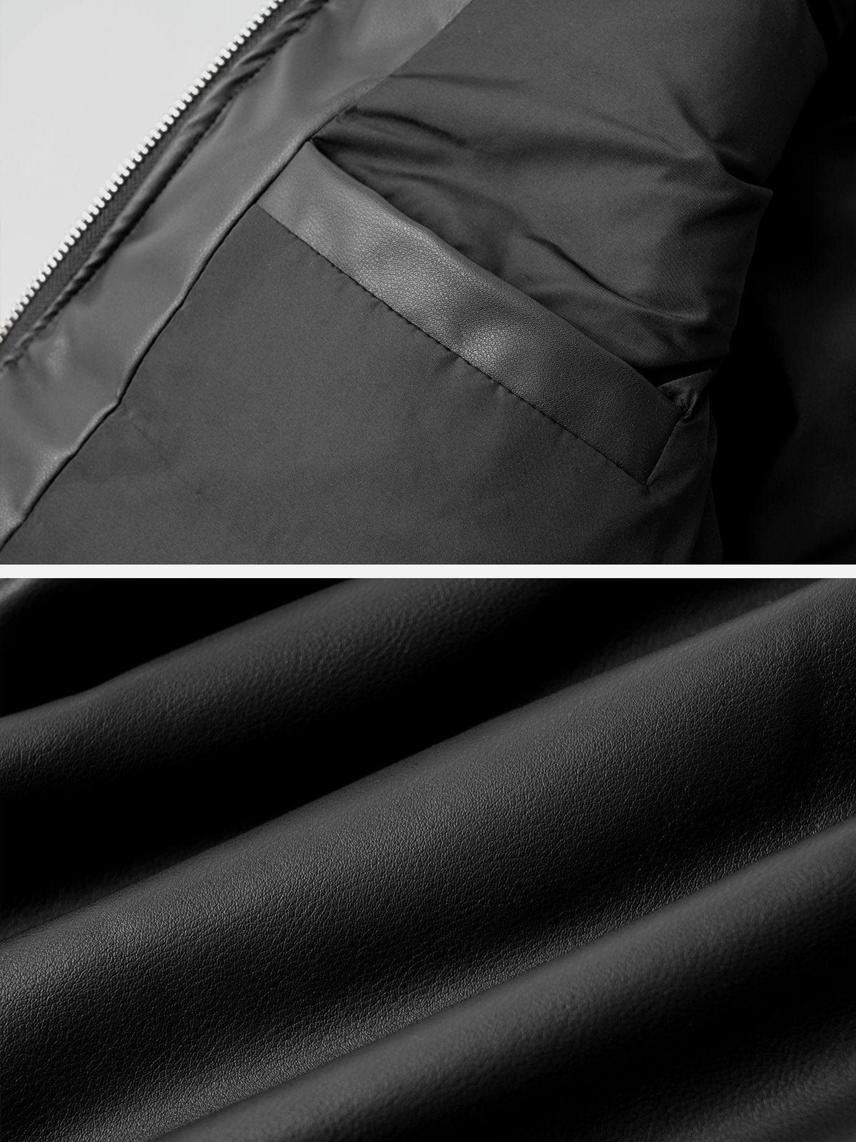 Line Patchwork PU Winter Coat sold by Yugen Theory product image thumbnail 5