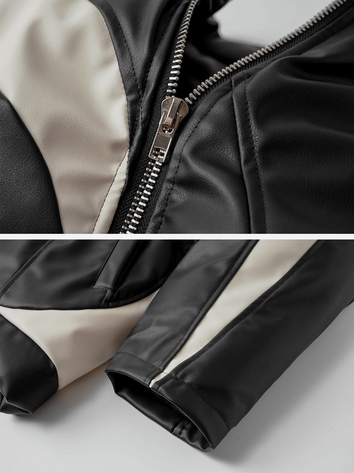 Line Patchwork PU Winter Coat sold by Yugen Theory product image thumbnail 4