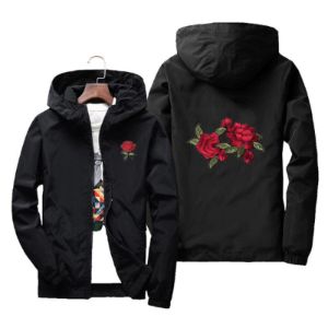 Double Rose Embroidered Windbreaker Jacket sold by Yugen Theory
