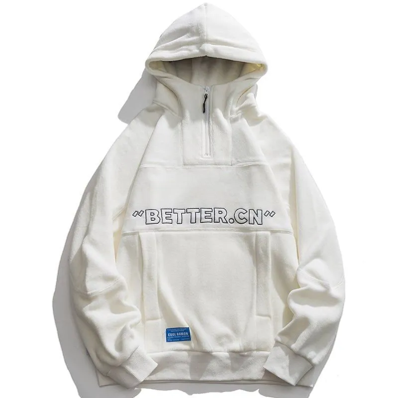 Half Zip Cashmere Hoodies Patchwork Pocket sold by Yugen Theory