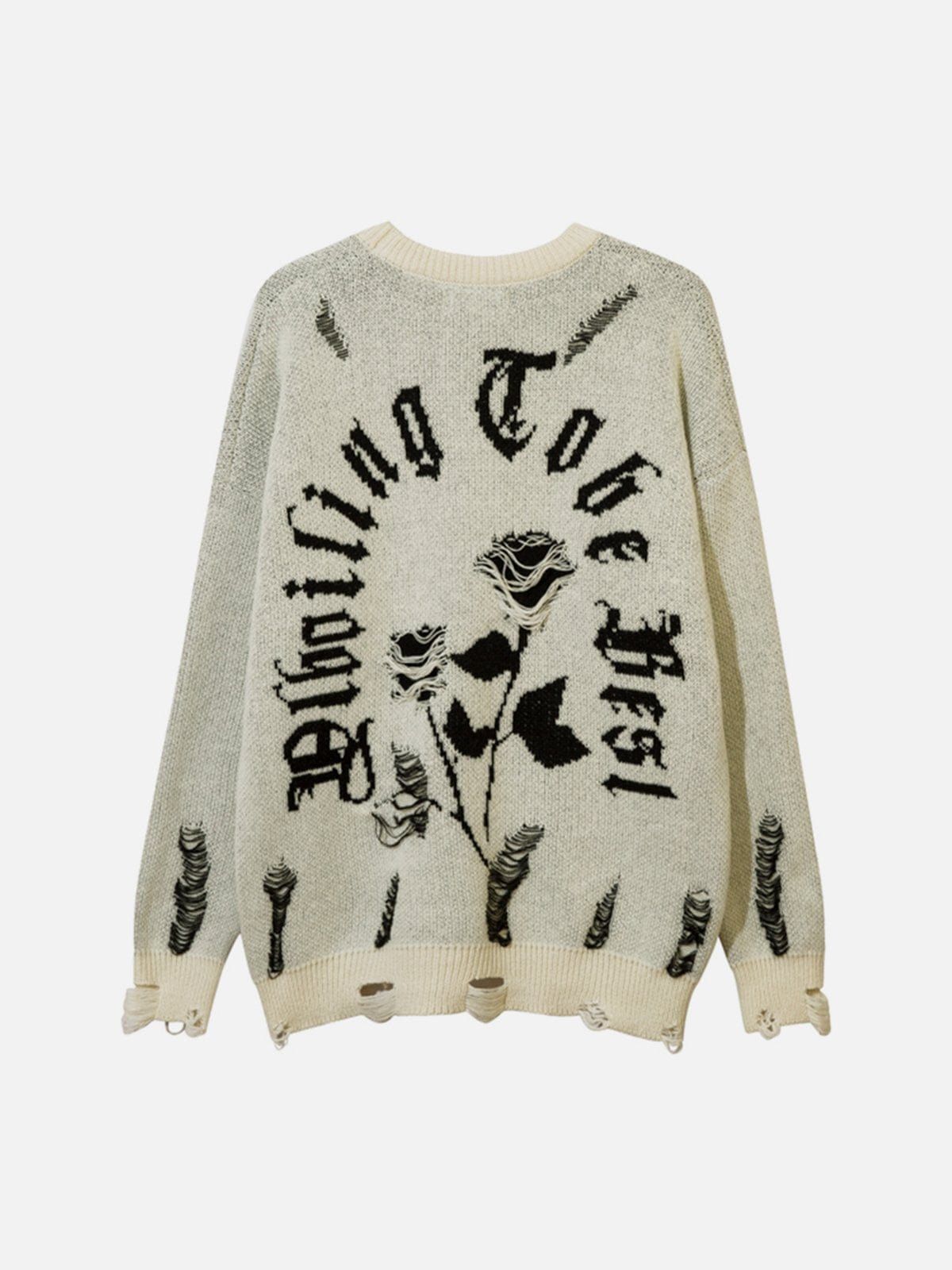 Rose Ripped Hole Knit Sweater sold by Yugen Theory product image thumbnail 4