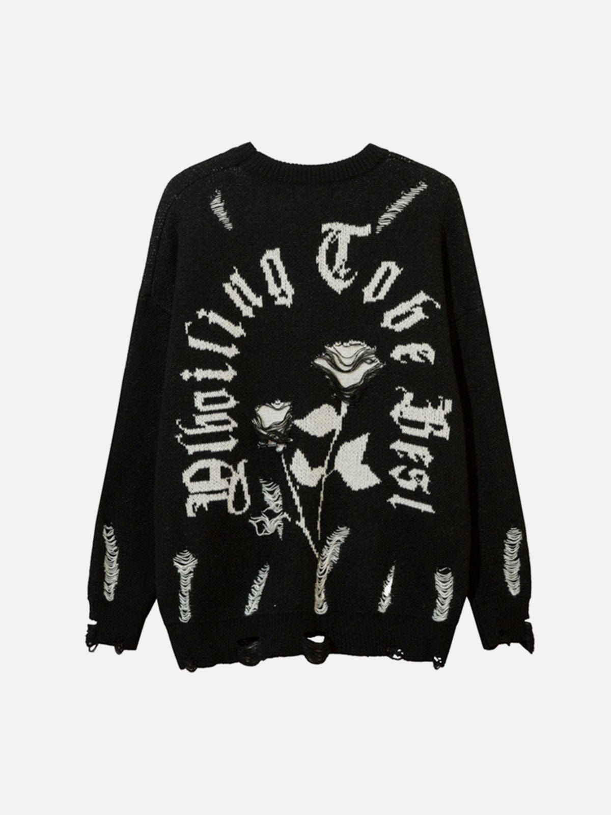 Rose Ripped Hole Knit Sweater sold by Yugen Theory product image thumbnail 2