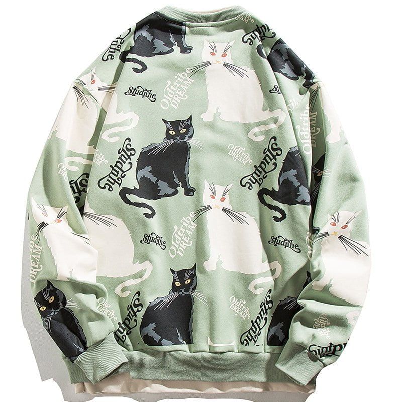 Layered Sweatshirt Full Cat Print sold by Yugen Theory product image thumbnail 3