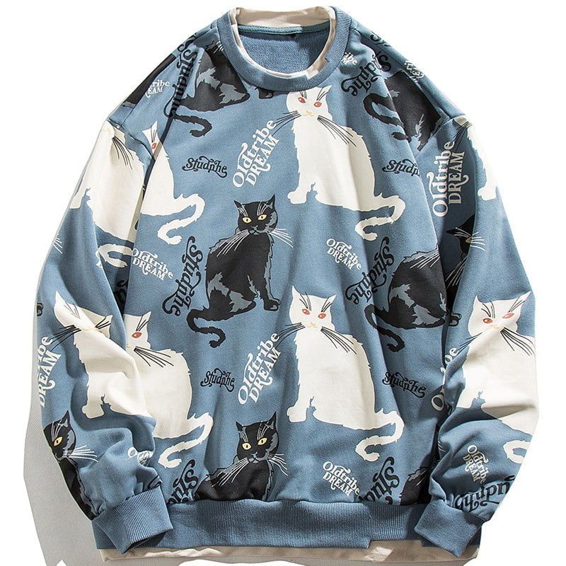 Layered Sweatshirt Full Cat Print sold by Yugen Theory product image thumbnail 2