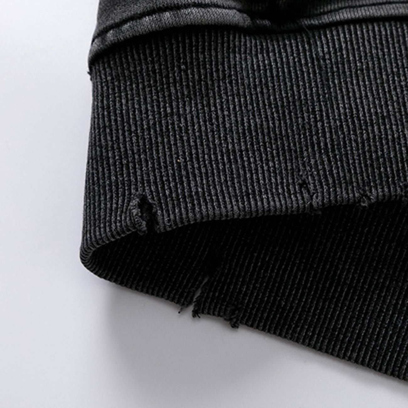 Ripped Hole Letters Embroidery Washed Hoodie sold by Yugen Theory product image thumbnail 3