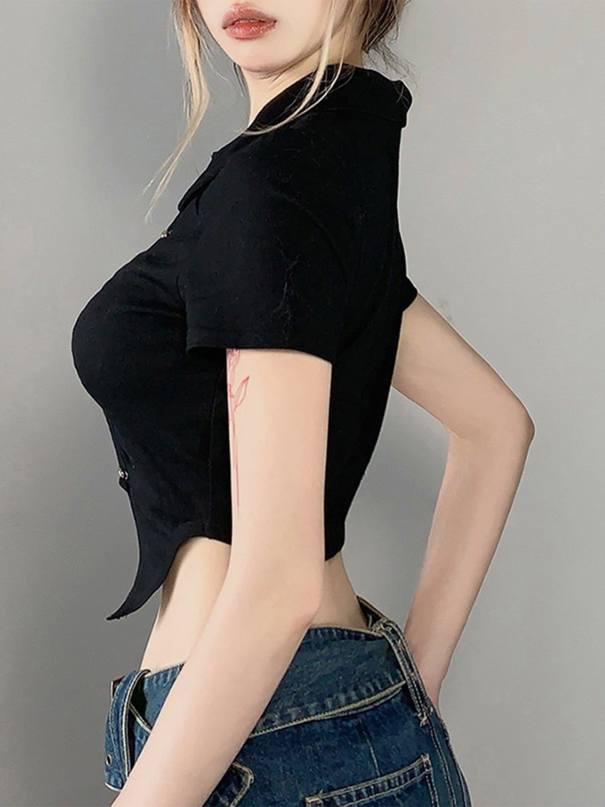 Metal Button Short Sleeve Shirt sold by Yugen Theory product image thumbnail 3