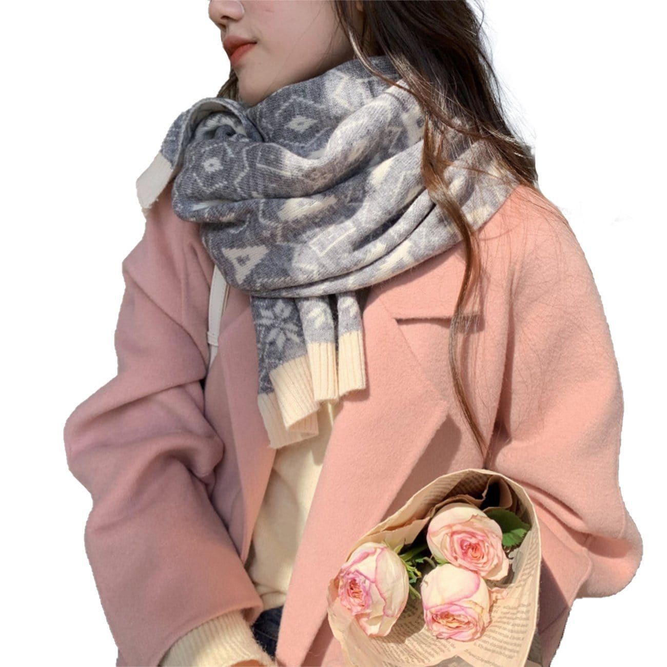 Christmas Tree Snowflakes Patchwork Knit Scarf sold by Yugen Theory product image thumbnail 3