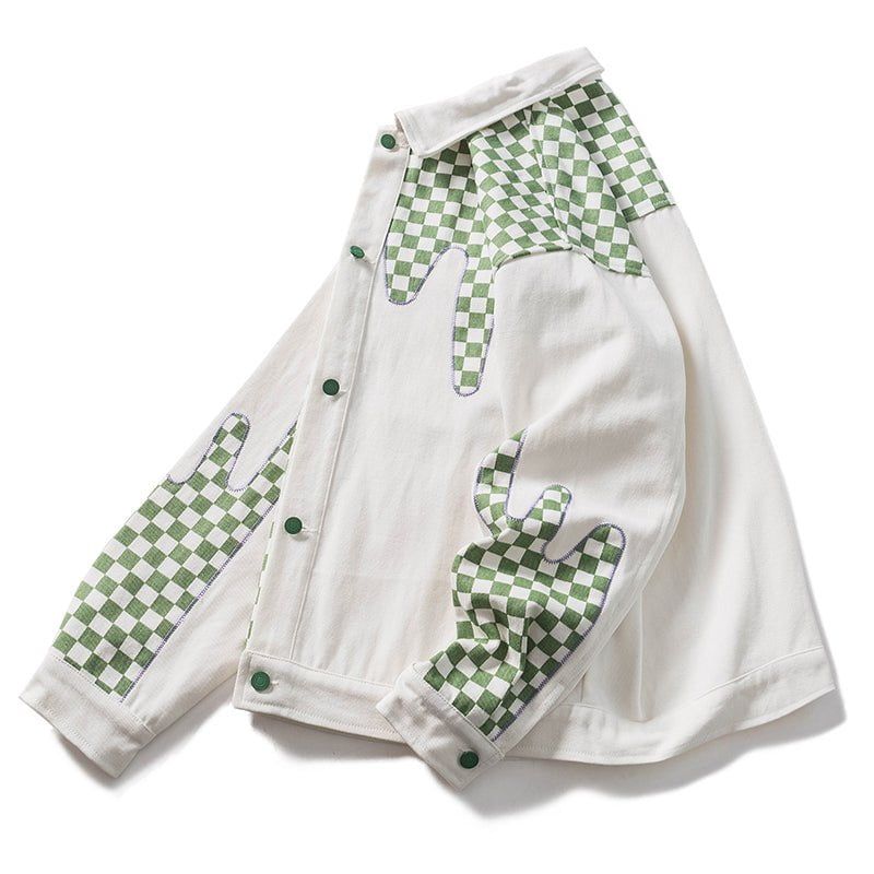 Denim Jacket Checkerboard Patchwork sold by Yugen Theory product image thumbnail 4