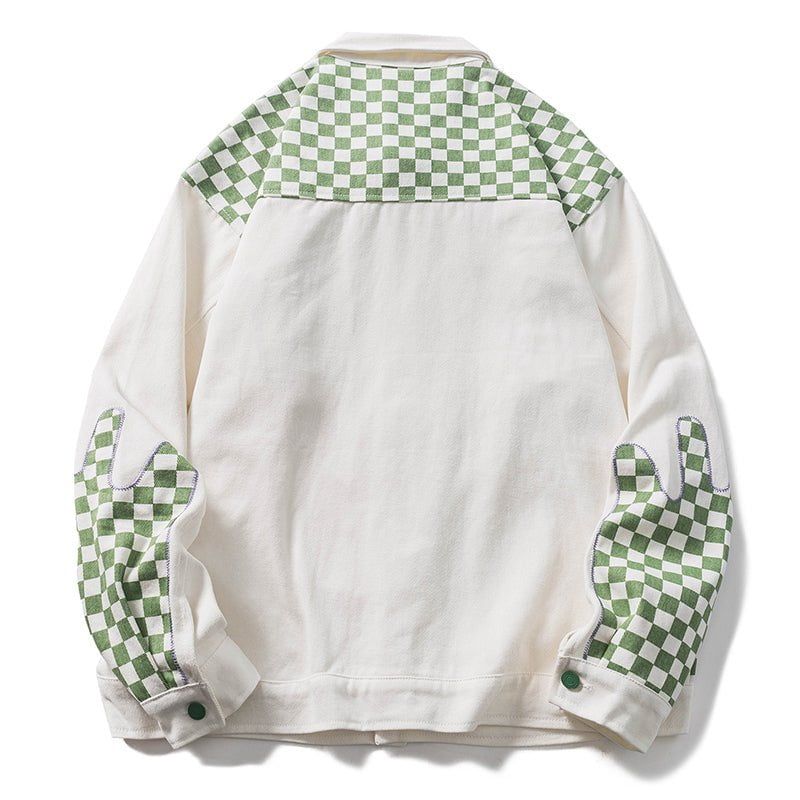 Denim Jacket Checkerboard Patchwork sold by Yugen Theory product image thumbnail 3