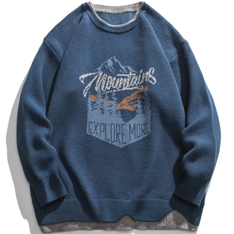 Layered Sweater Mount Fuji Pattern sold by Yugen Theory