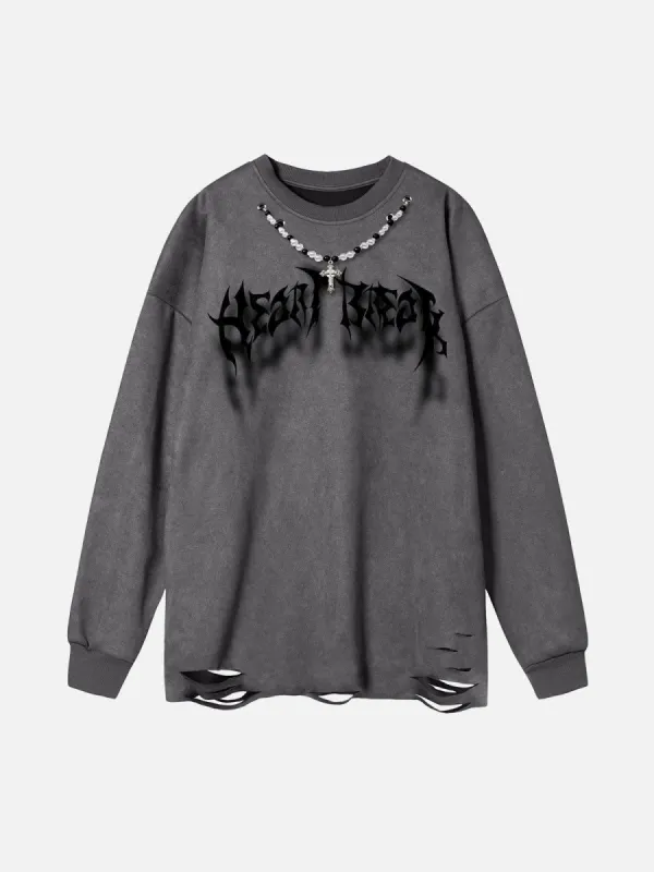 Fuzzy Letters Cut Sweatshirt sold by Yugen Theory