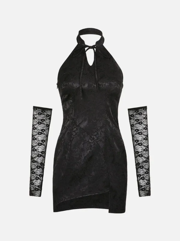 Detachable Sleeves Lace Jacquard Dress sold by Yugen Theory