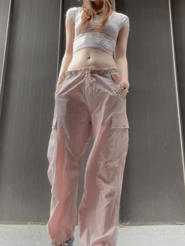 Low Waist Drawstring Cargo Pants sold by Yugen Theory