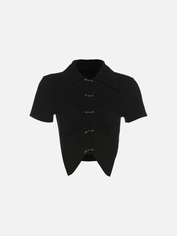 Metal Button Short Sleeve Shirt sold by Yugen Theory