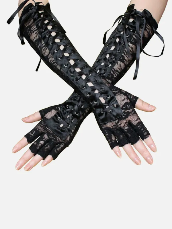 Lace Straps Long Gloves sold by Yugen Theory