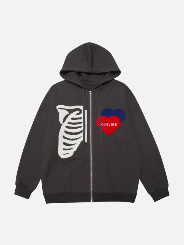 Flocking Skeleton Love Hoodie sold by Yugen Theory