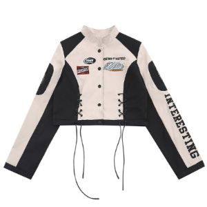 Women Cropped Biker Jacket Set sold by Yugen Theory