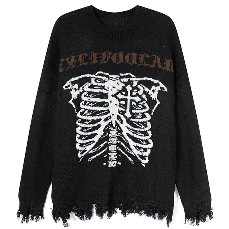 Ripped Jacquard Sweater Skeleton sold by Yugen Theory